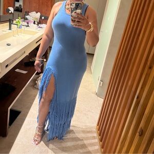Blue Fringe Maxi Dress